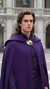 Noble Purple Caped Liberator Hero In The City Plaza