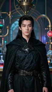 Nocturnal Black Caped Knight Hero In The Laboratory