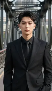 Onyx Black Suited Soldier Hero On The Bridge