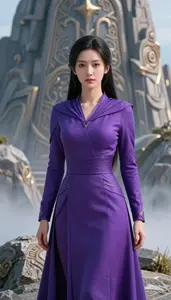 Purple Cloaked Specialist Hero On The Mountain Peak