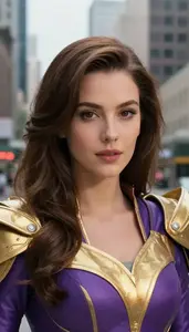 Regal Gold And Purple Agent Hero In The Downtown District