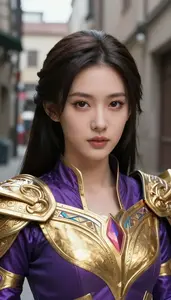 Regal Gold And Purple Operative Hero In The Alleyway