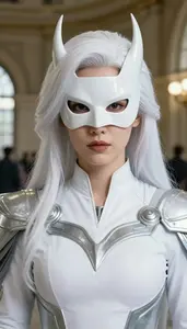 Sacred White And Silver Vigilante Hero At The Train Station