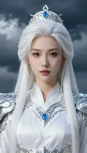 Sacred White And Silver Agent Hero In The Storm Cloud