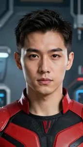 Savage Red And Black Defender Hero In The Laboratory