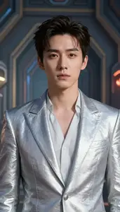 Shining Silver Suited Enforcer Hero On The Skyway