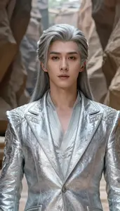 Shining Silver Suited Lord Hero In The Canyon
