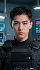 Tactical Black And Gray Savior Hero In The Laboratory