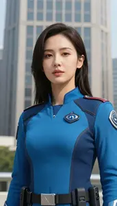 Tidal Blue Suited Enforcer Hero At The Downtown Tower