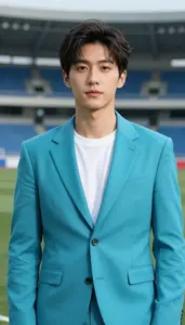 Tidal Blue Suited Paragon Hero At The Stadium