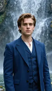 Titanic Blue Suited Savior Hero At The Waterfall