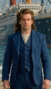 Titanic Blue Suited Titan Hero At The Ocean Shore