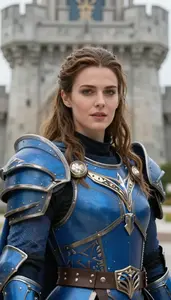 Universal Blue Armored Paladin Hero At The Castle