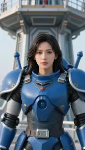 Universal Blue Armored Bastion Hero At The Observation Tower