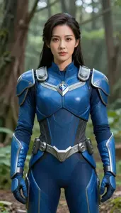 Universal Blue Armored Guardian Hero On The Forest Trail