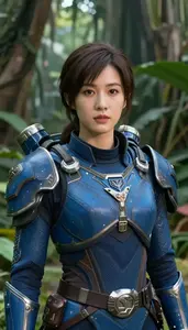 Universal Blue Armored Harbinger Hero In The Jungle