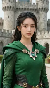 Untamed Green Caped Protector Hero At The Castle