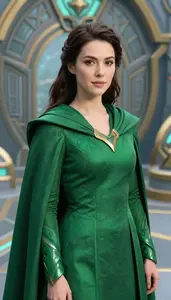 Verdant Green Caped Warden Hero On The Skyway