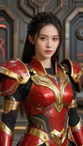 Warrior Red And Gold Paragon Hero At The Industrial Complex