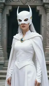 Angelic White Caped Vigilante Hero At The Ancient Ruins