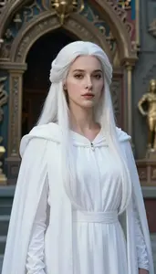 Angelic White Caped Harbinger Hero At The Temple
