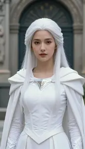 Angelic White Caped Protector Hero In The Downtown District