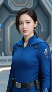 Aquatic Blue Caped Agent Hero On The Skyway