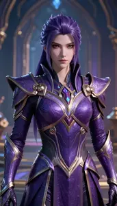 Arcane Purple Armored Prince Hero On The Skyway