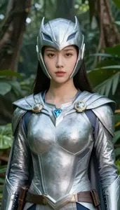 Astral Silver Caped Enforcer Hero In The Jungle