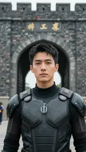 Basalt Black And Gray Defender Hero At The Fortress Gate