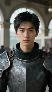 Basalt Black And Gray Knight Hero At The Train Station