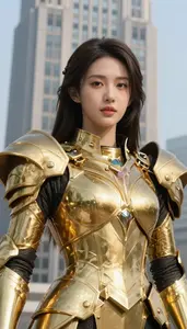 Blessed Gold Armored Defender Hero In The Skyscraper