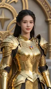Blessed Gold Armored Sentinel Hero In The Valley