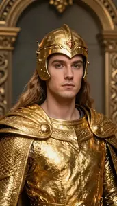 Brilliant Gold Caped Warrior Hero In The Museum