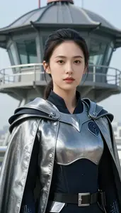 Brushed Steel Caped Agent Hero At The Observation Tower