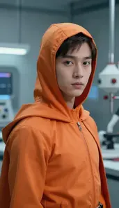 Burnt Orange Caped Master Hero In The Laboratory