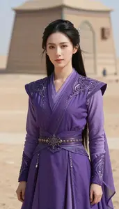 Celestial Purple Suited Protector Hero In The Desert