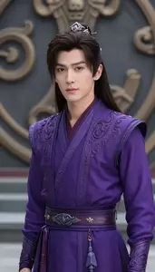 Celestial Purple Suited Savior Hero At The Historic Monument