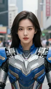 Circuit Blue And Silver Titan Hero In The City Street