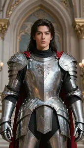 Colossal Silver Armored Crusader Hero At The Palace