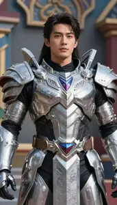 Colossal Silver Armored Defender Hero In The Arena