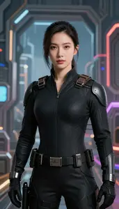 Combat Ready Black Suited Savior Hero On The Skyway