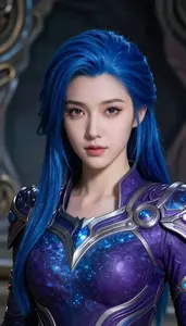 Cosmic Blue And Purple Warden Hero In The Underground Cave