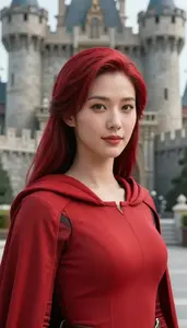 Crimson Caped Operative Hero At The Castle
