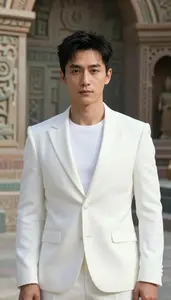 Crystalline White Suited Agent Hero At The Ancient Ruins