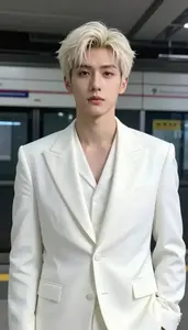 Crystalline White Suited Hero Hero In The Subway Station