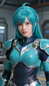 Cyan Armored Master Hero In The Factory