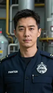 Distinguished Navy Caped Enforcer Hero At The Power Plant