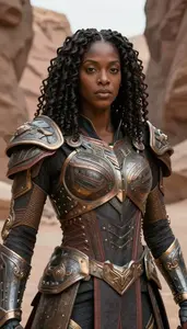 Ebony Black Armored Colossus Hero In The Canyon