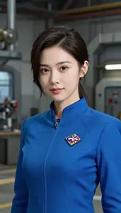 Electric Blue Suited Liberator Hero In The Factory